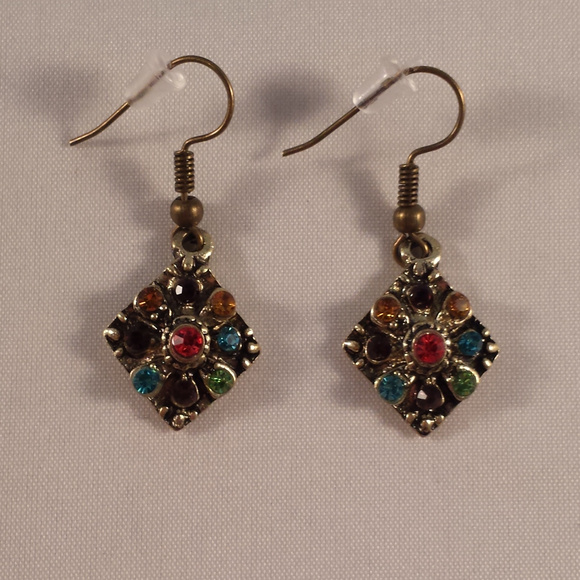 Kristy's Jewels Jewelry - Gold Multi Color Crystal Diamond Earrings HypoA Hk
